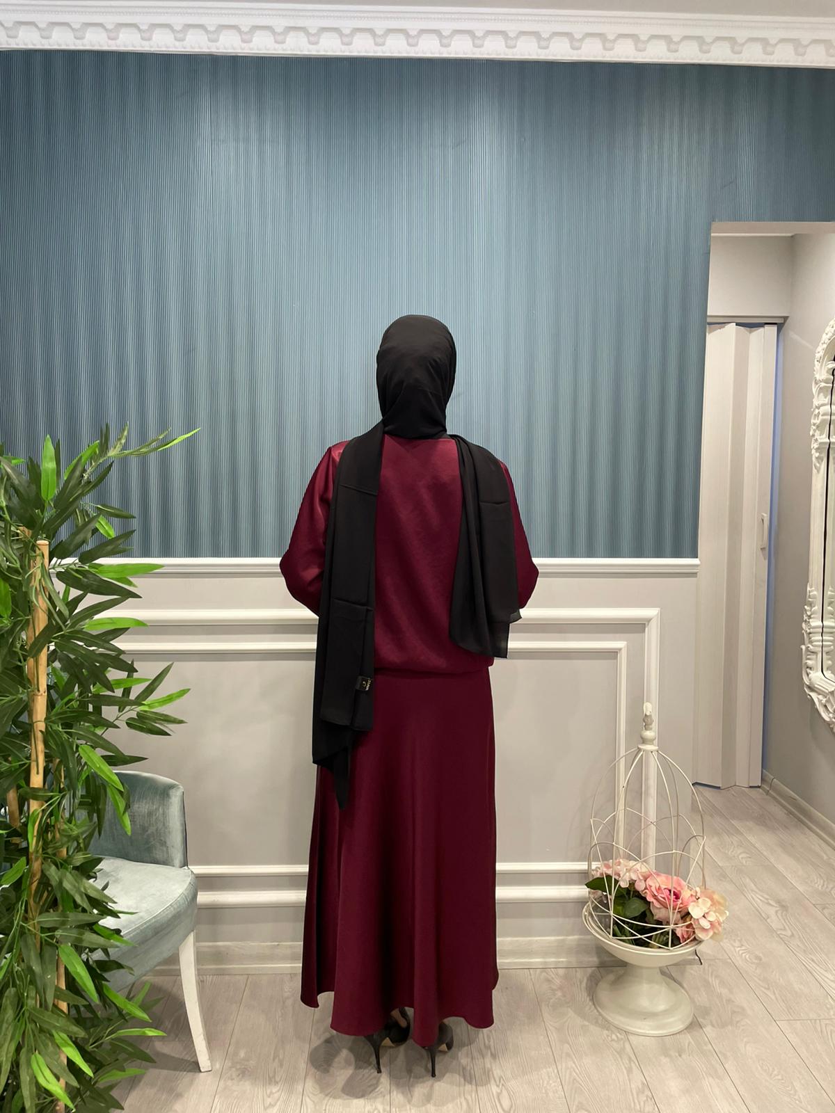 YANDAN FERMUARLI YÜKSEK BEL GROGREN DETAYLI SATEN REGULAR ETEK