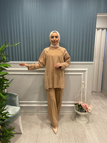 FİYONK AKSESUAR DETAYLI SÜET SWEATSHİRT