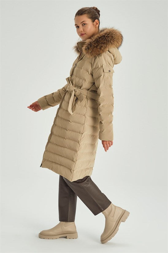 KADİFE EFEKTLİ BEJ İBİZA MONT