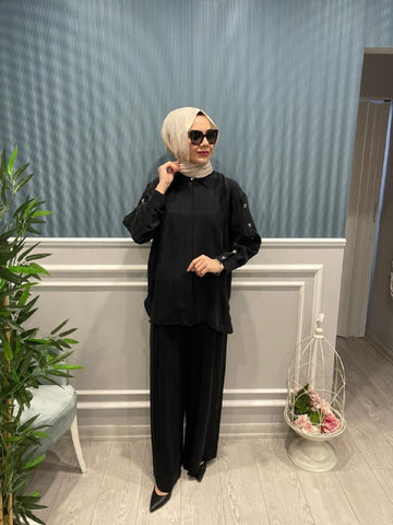 KOLLARI DÜĞME DETAYLI KUPRA GÖMLEK