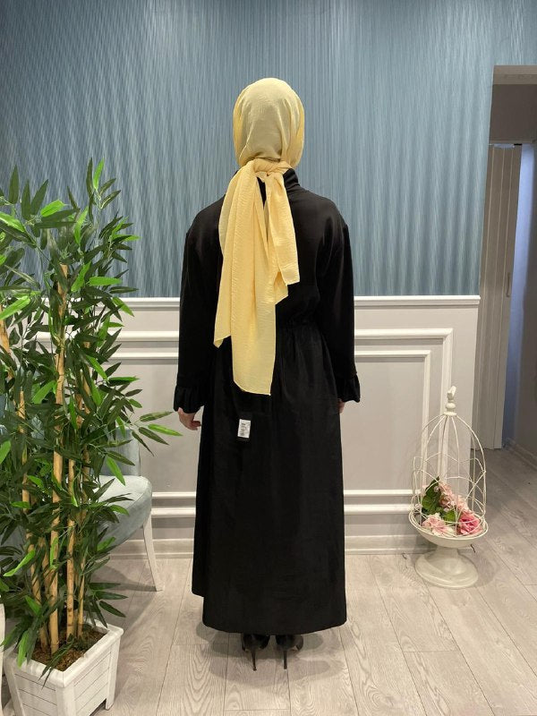 ÖNDEN FERMUAR DETAYLI ELBİSE