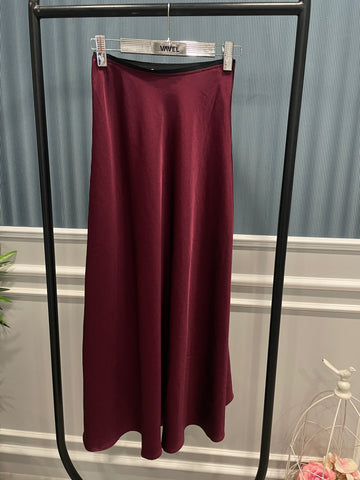 YANDAN FERMUARLI YÜKSEK BEL GROGREN DETAYLI SATEN REGULAR ETEK