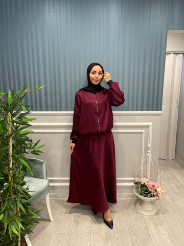 BİSİKLET YAKA CEPLİ SATEN YÜZEYLİ REGULAR FERMUARLI CEKET