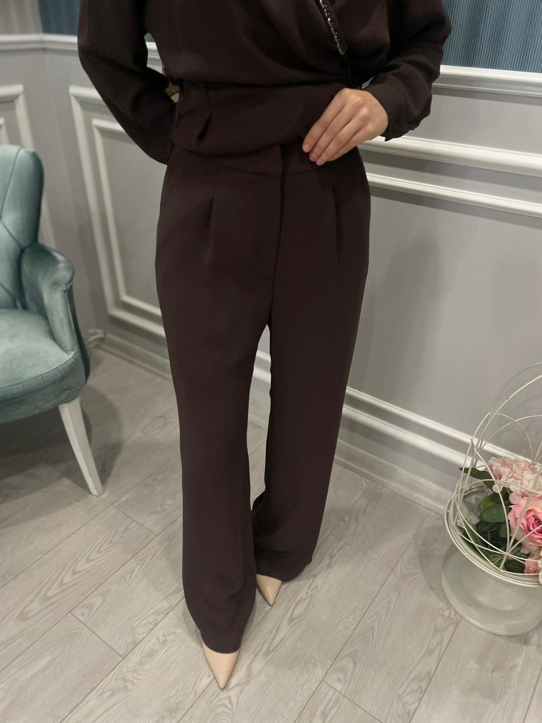 PİLE DETAYLI BOL PAÇA PANTOLON