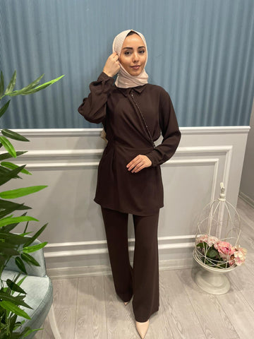 PİLE DETAYLI BOL PAÇA PANTOLON