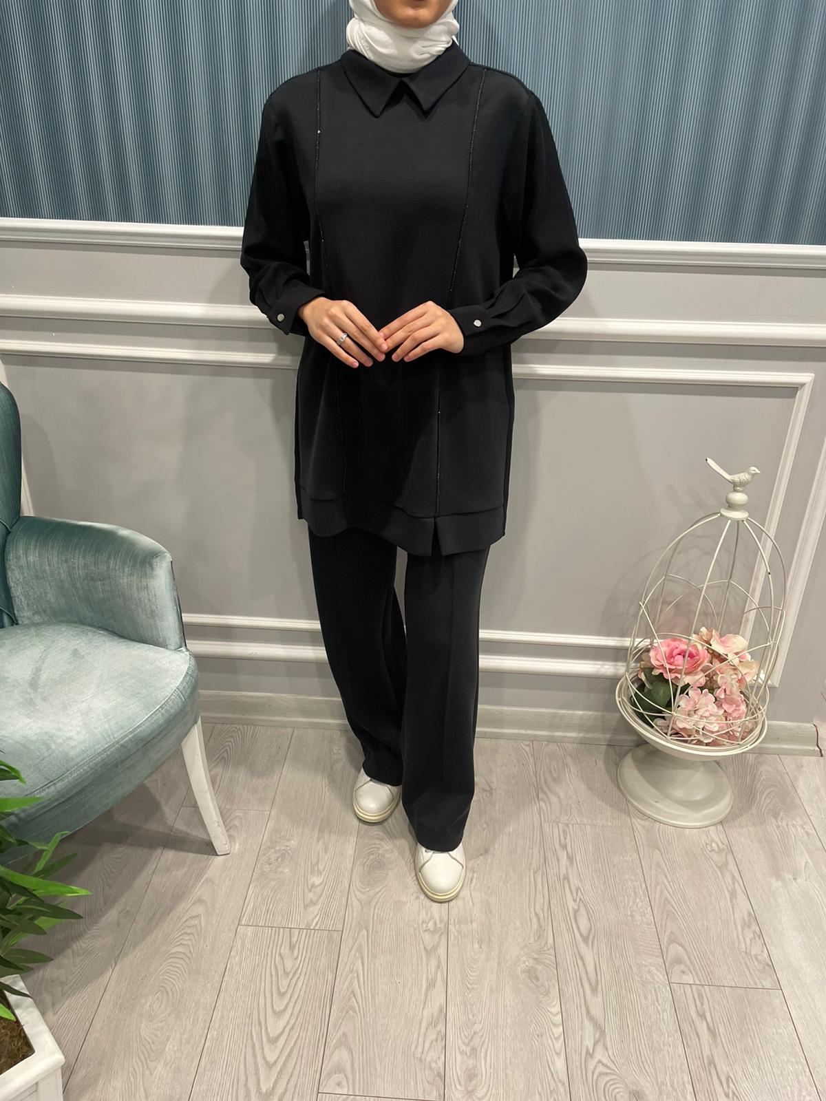 ÖNÜ TAŞ DETAYLI MODAL SWEATSHİRT