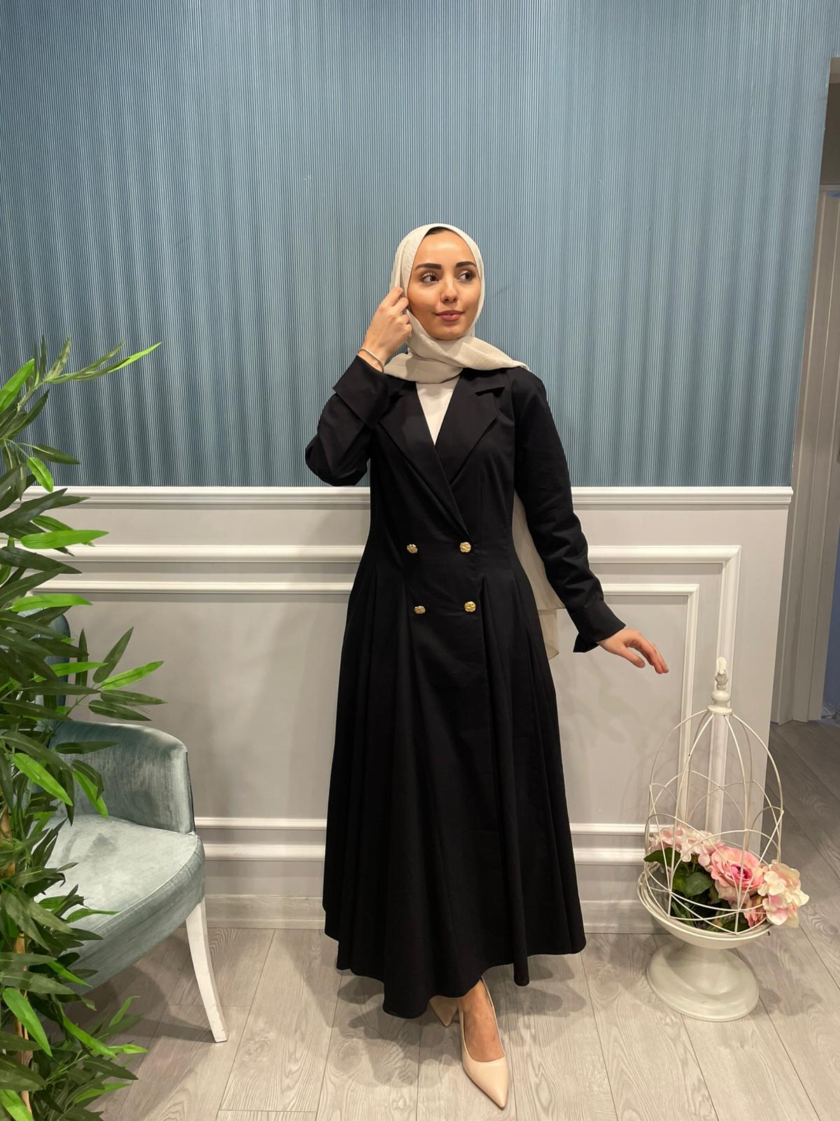KRUVAZE KESİM GOLD DÜĞMELİ REGULAR ELBİSE