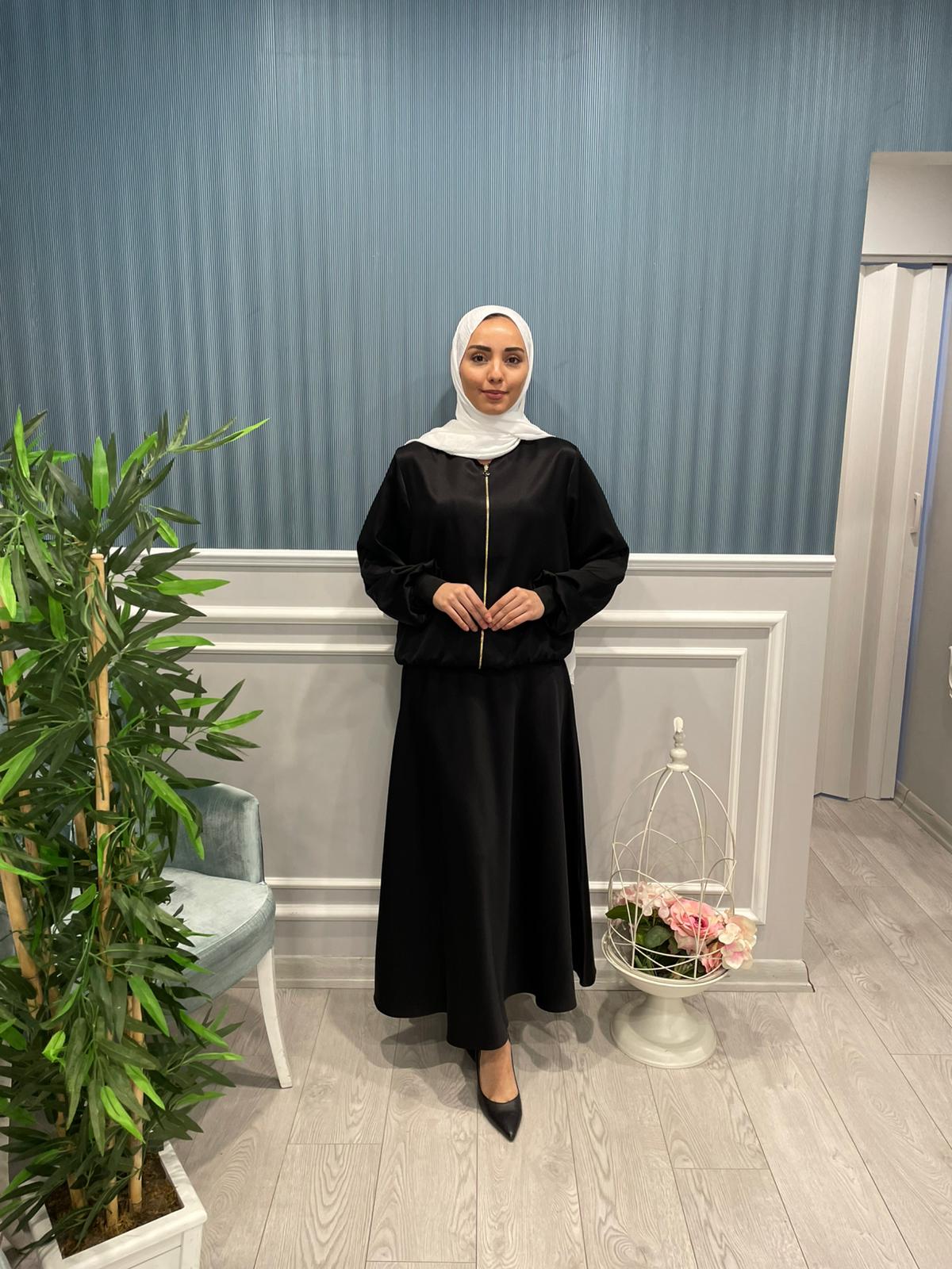 BİSİKLET YAKA CEPLİ SATEN YÜZEYLİ REGULAR FERMUARLI CEKET