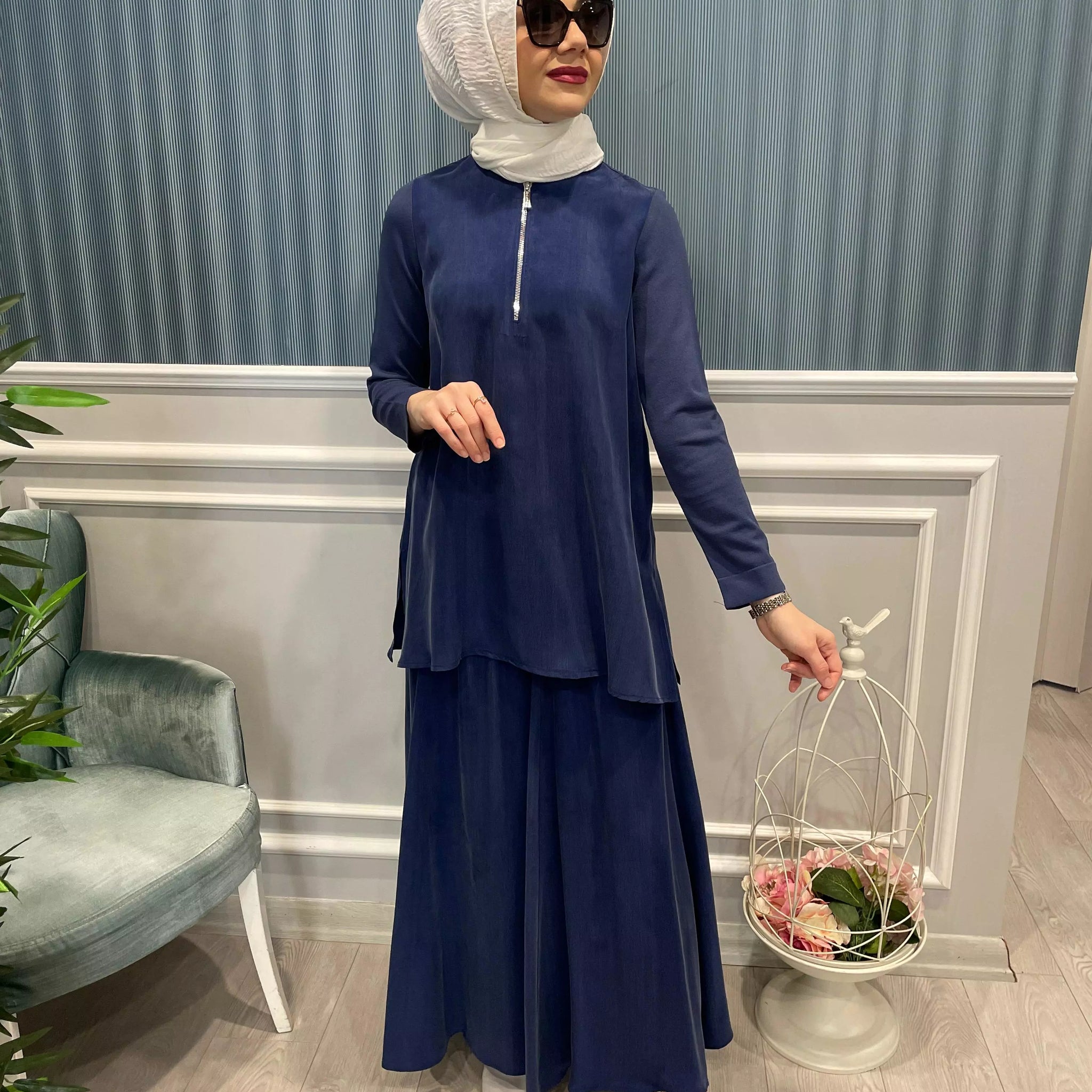 ÖNÜ KUPRA YARIM FERMUARLI BLUZ