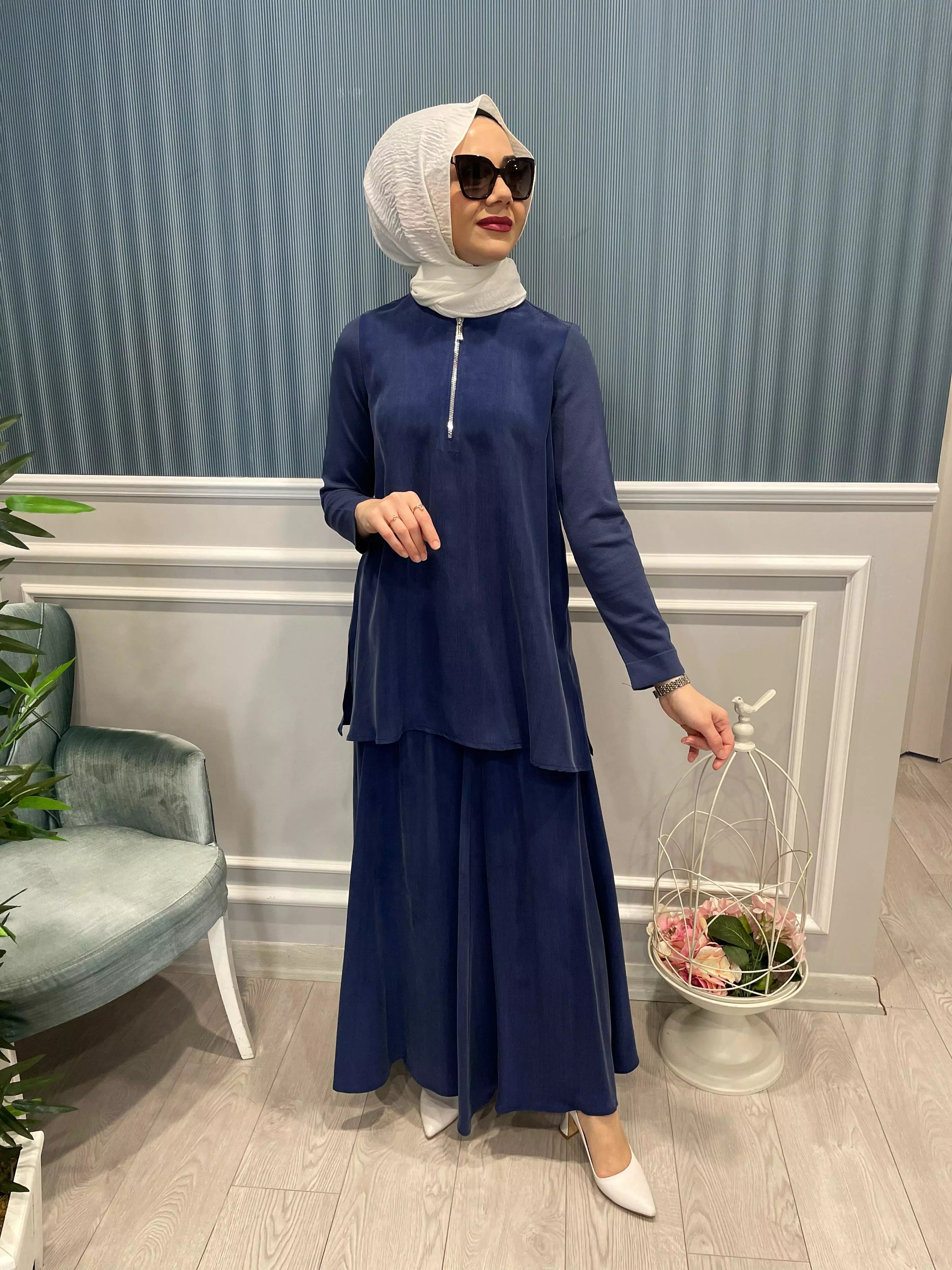 ÖNÜ KUPRA YARIM FERMUARLI BLUZ