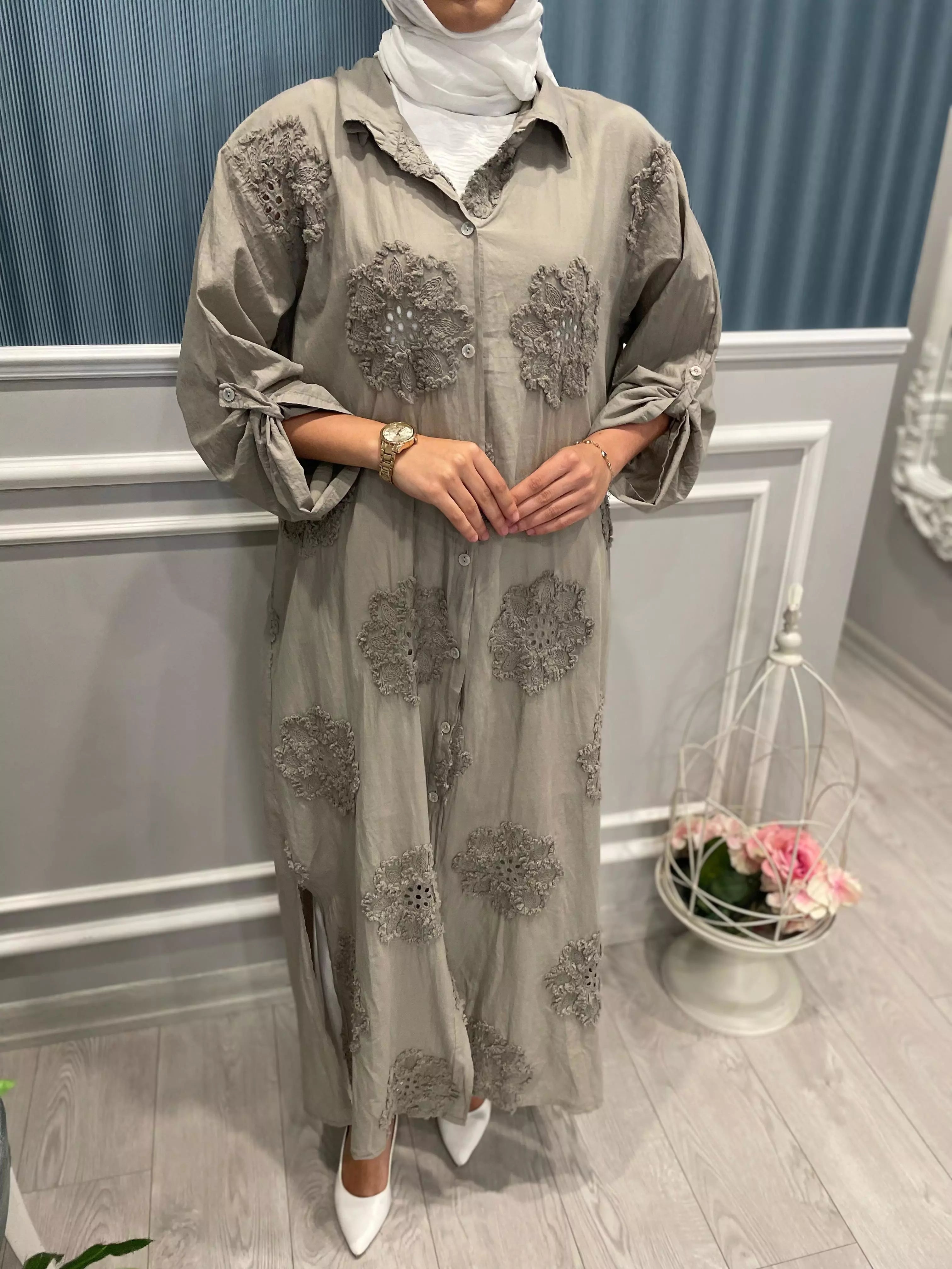 DELİK İŞİ UZUN GÖMLEK