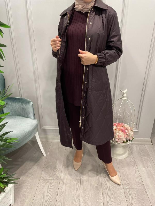 BAKLAVA DESENLİ TRENÇKOT