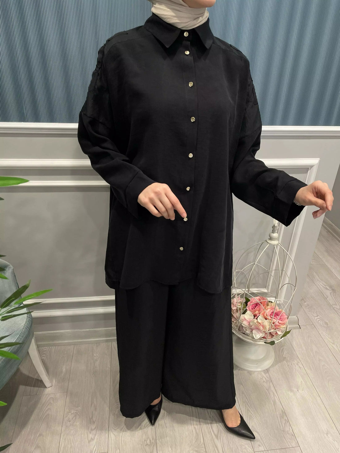 ANVELP DETAYLI DUBAİ KOMBİNLİ PASİON PANTOLONLU TAKIM