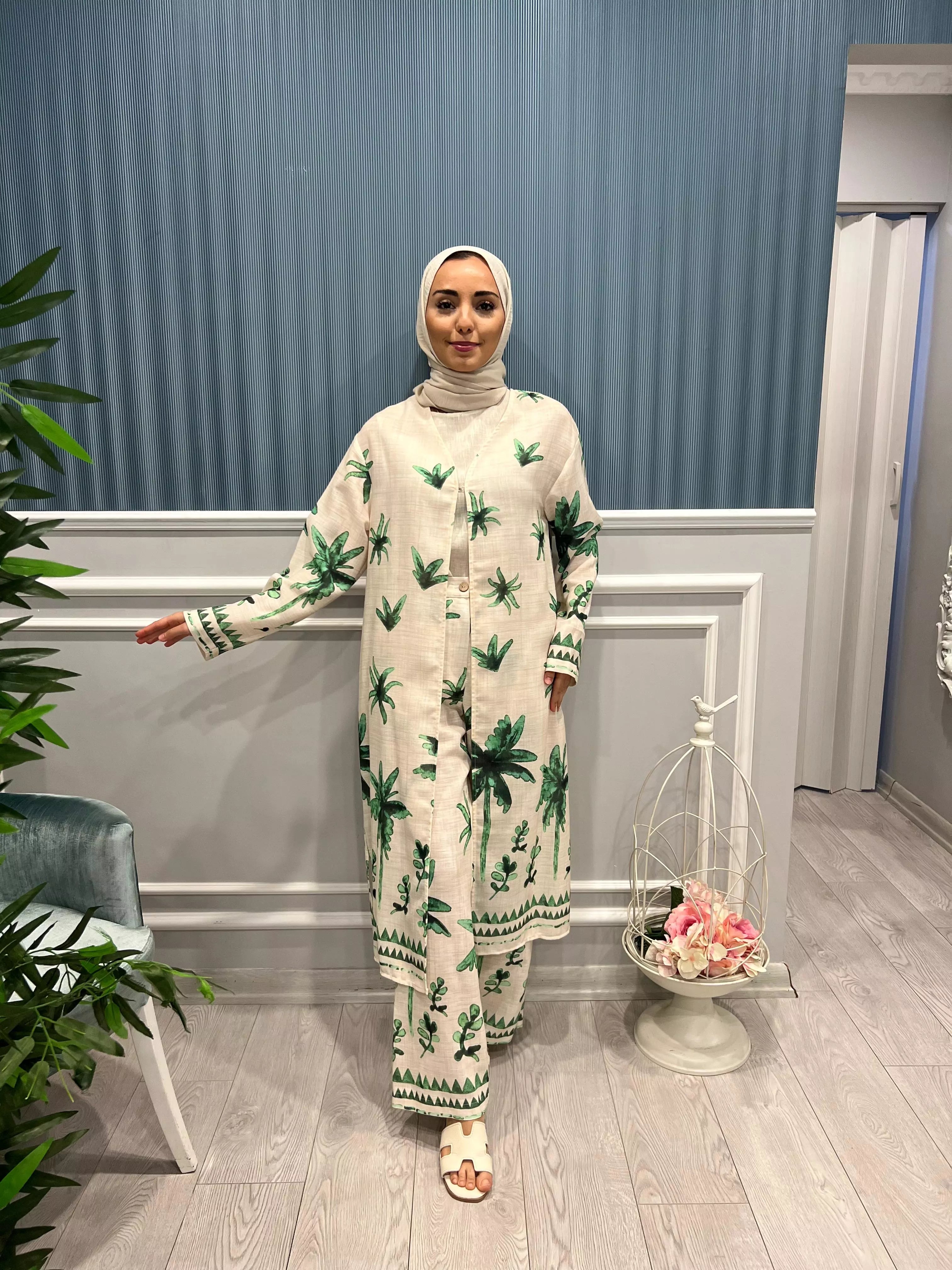 KETEN ÜÇ PARÇA DESENLİ TAKIM