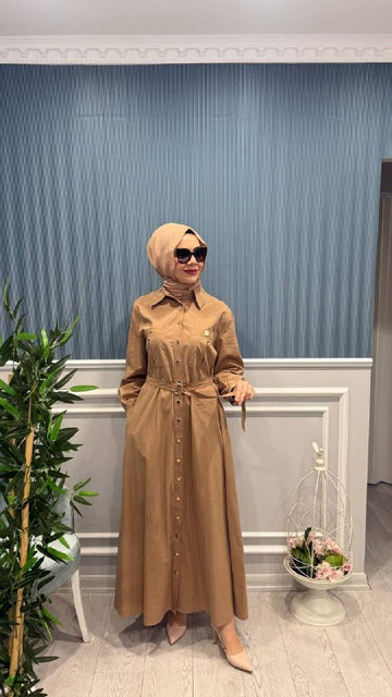 CLANDE ÇITÇIT DÜĞMELİ ÖNDEN CEPLİ ELBİSE