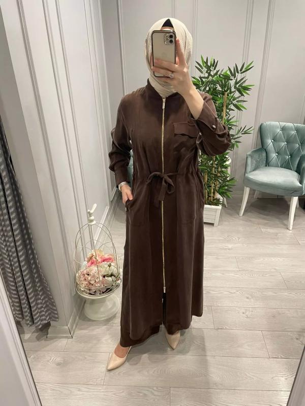 KUPRA%20İPEK%20BELİ%20LASTİKLİ%20KAKAO%20PANTOLON