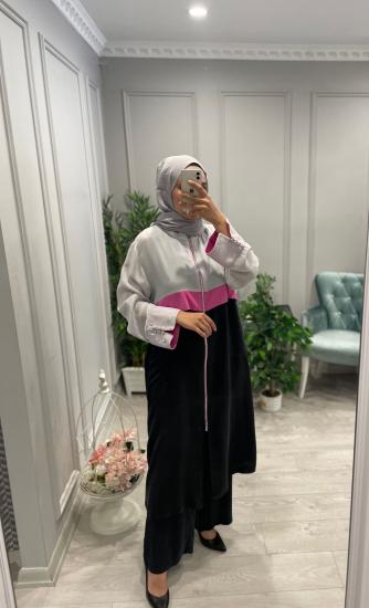 İpek Önü Triko Desenli Kap -Vavel Butik