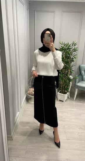 Önden Fermuarlı Etek-Vavel Butik