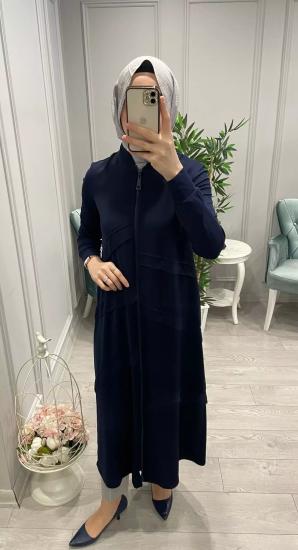 Şifon Detaylı Lacivert Kap -Vavel Butik