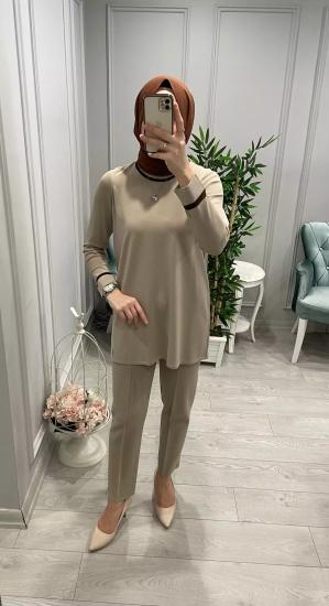 Yakası Kolu Çizgili Bluz -Vavel Butik