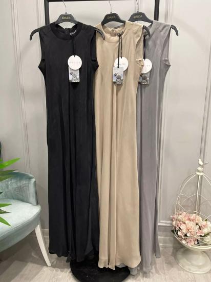 Uzun Kupra İpek Elbise İçlik -Vavel Butik