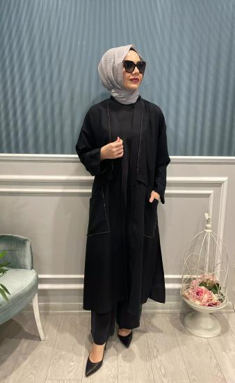 Tencel Büyük Cepli Taş İşli Kap -Vavel Butik