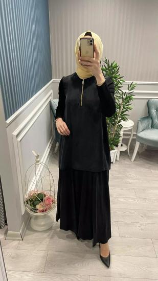 Önü Kupra Yarım Fermuarlı Bluz -Vavel Butik