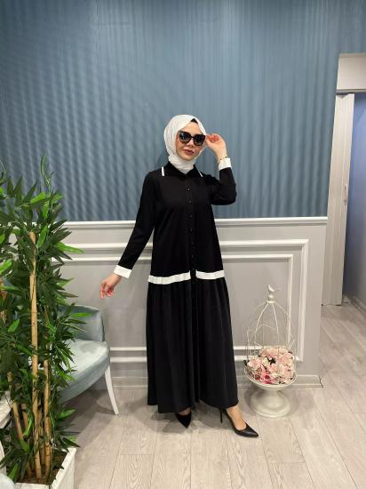 Önden Düğmeli Etek Kısmı Kupra İpek Elbise -Vavel Butik