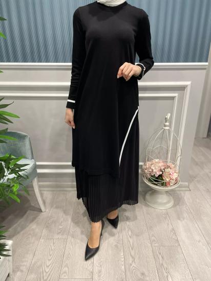 Merserize Korsajlı Şifon Etek -Vavel Butik