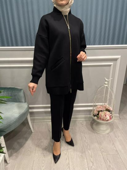 İçi Astarlı Bomber Triko Ceket -Vavel Butik