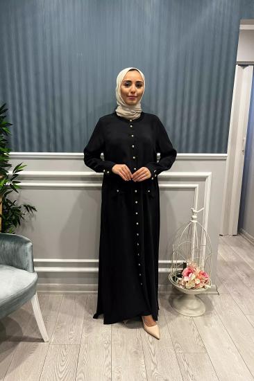 Önü Kupra Arkası Merserize Düğmeli Elbise -Vavel Butik