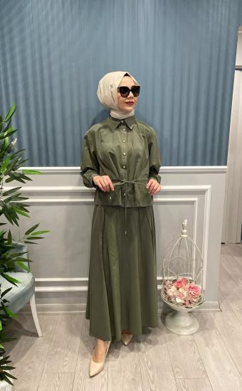 İpek Poplin Ceket Etek Takım -Vavel Butik