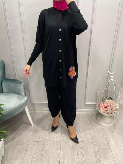 Arkası Büyük Çiçek Motifli Hırka -Vavel Butik