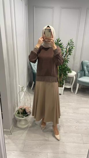 Kupra İpek Ribana Detaylı Bluz -Vavel Butik