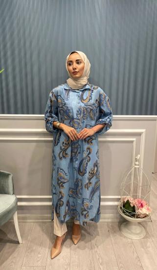 Pamuk Etnik Desenli Gömlek -Vavel Butik