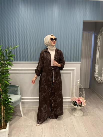 Çiçek Desenli Gömlek Pantolon Takım -Vavel Butik