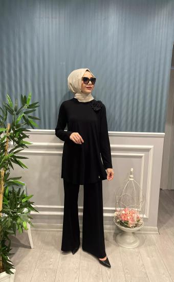 Gül Motifli Rayon Bluz -Vavel Butik