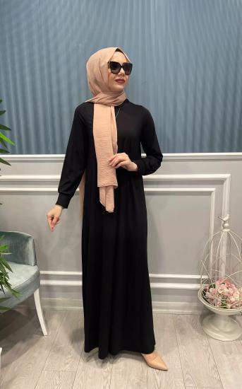 Basic Uzun Kollu Bambu Elbise -Vavel Butik