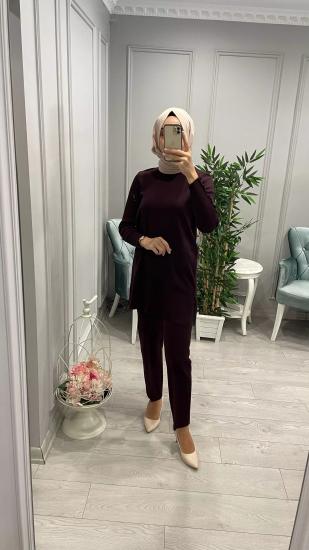 Uzunkollu Kolları Düğmeli Basic Triko -Vavel Butik