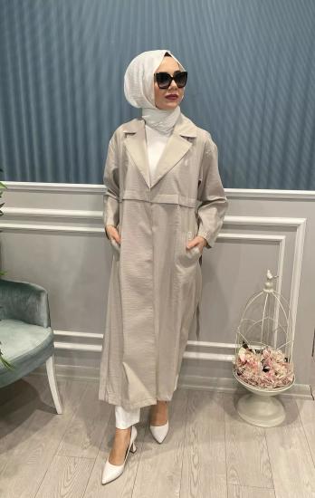Kemer Detaylı Dubai Uzun Kap -Vavel Butik