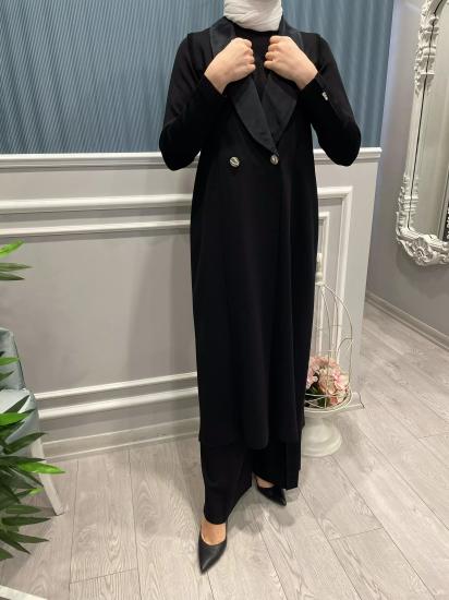 Önden Düğmeli Yakası Kupra İpek Yelek -Vavel Butik