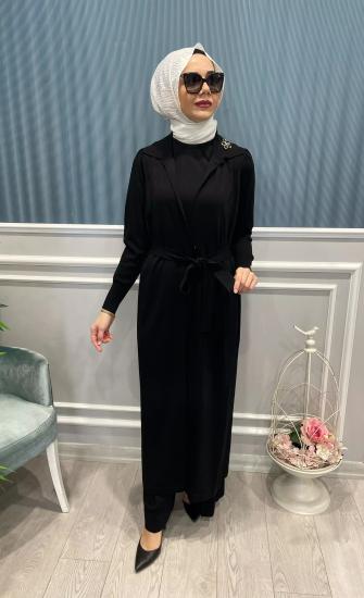 Gömlek Broş Detaylı Merserize Hırka -Vavel Butik