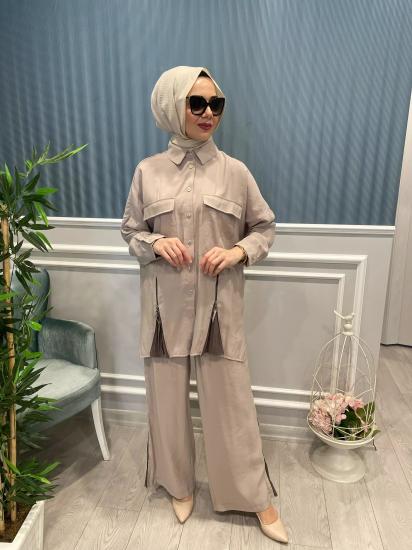 Ön Fermuar Detaylı Kombin Verona Pantolon Takım -Vavel Butik