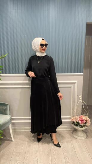 Volan Kesim Kapak Model Kupra İpek Etek -Vavel Butik