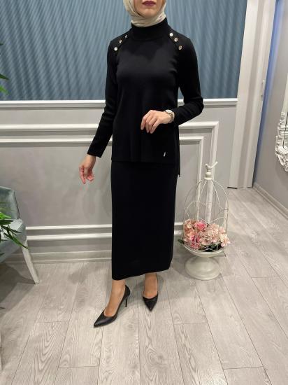 Önü Düğme Detaylı Triko Tunik -Vavel Butik