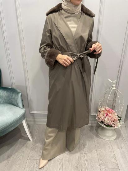 Kürklü Triko Astarlı Trençkot -Vavel Butik