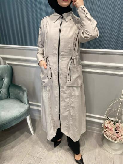 Önden Fermuarlı Belden Büzgülü Torba Cepli Dubai Ceket -Vavel Butik