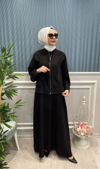 Üçgen Kuplu Fermuar Yanı Pileli Pasion Ceket Elbise Takım -Vavel Butik