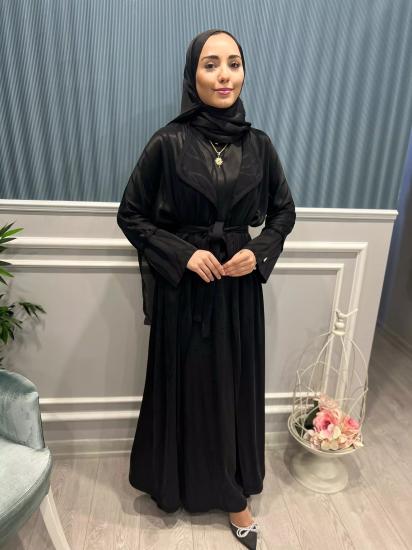Jakarlı Kupra İpek İç Elbise -Vavel Butik