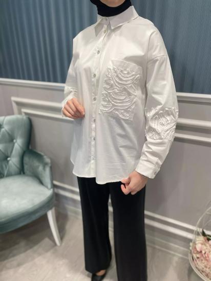 Aplike Detaylı Tek Cepli Paper Touch Gömlek -Vavel Butik